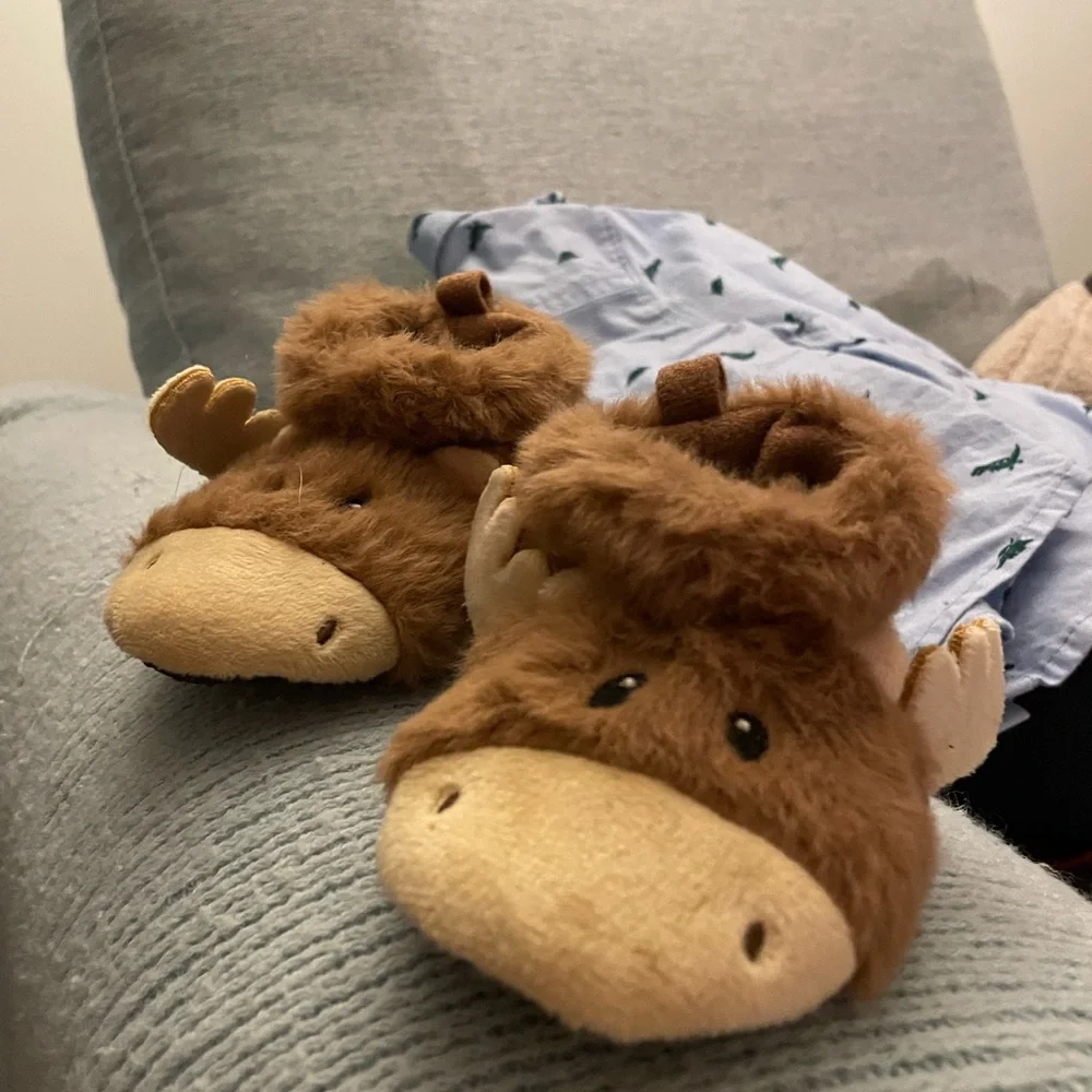 Adorable Brown Moose Baby Booties